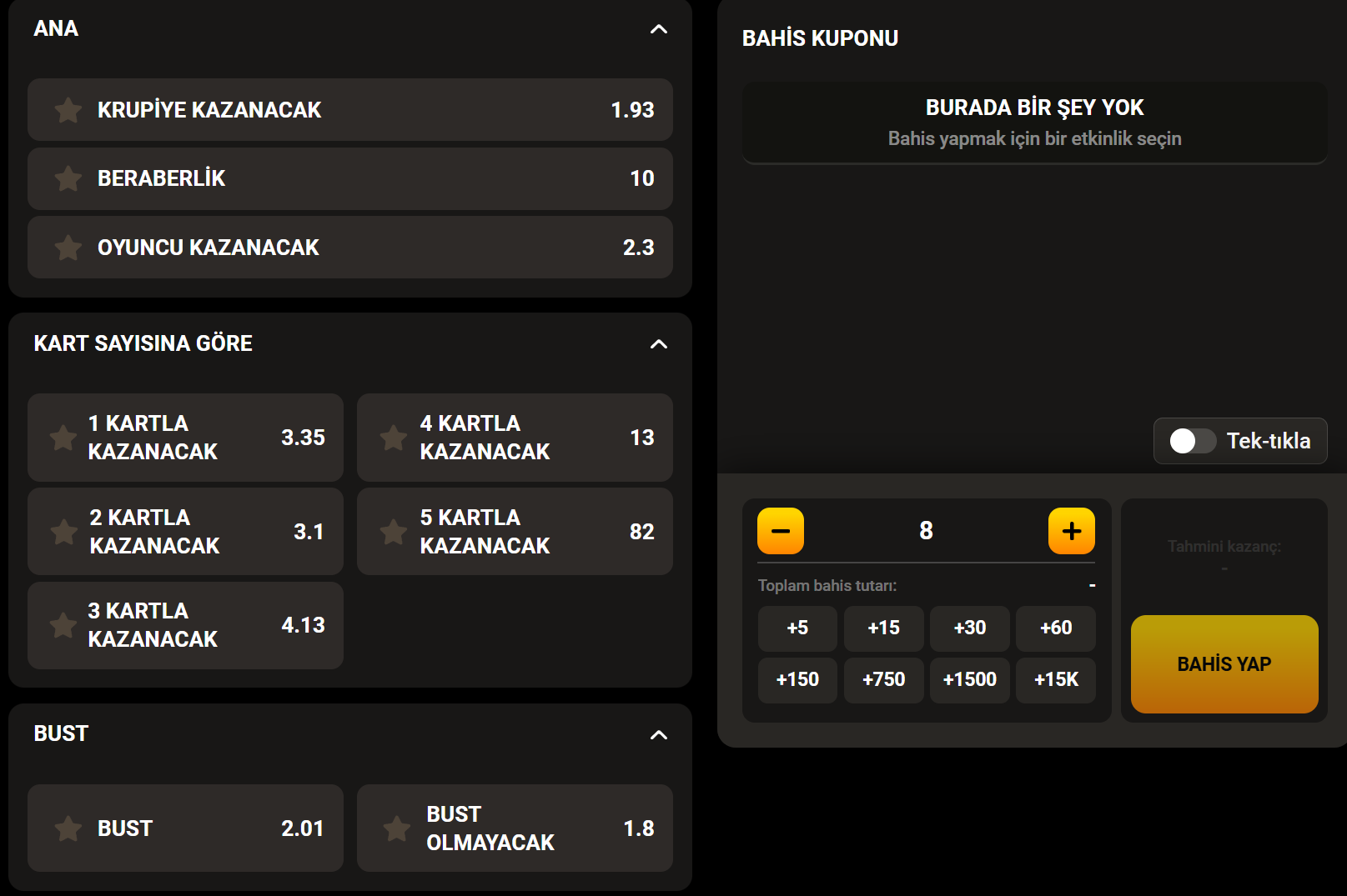 1xBet Canlı Blackjack